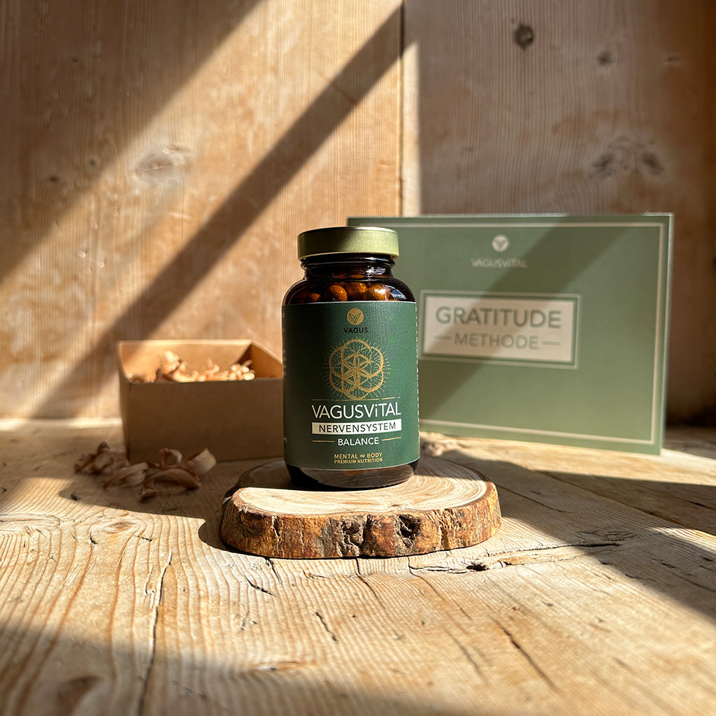 VAGUSViTAL Balance Set – Nervensystem Nahrungsergänzung aus der Schweiz, Glasflasche mit Kapseln